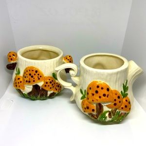 Vintage Arnel’s Mushrooms Cream and Sugar Set Ceramic Mushroom Creamer No Lid